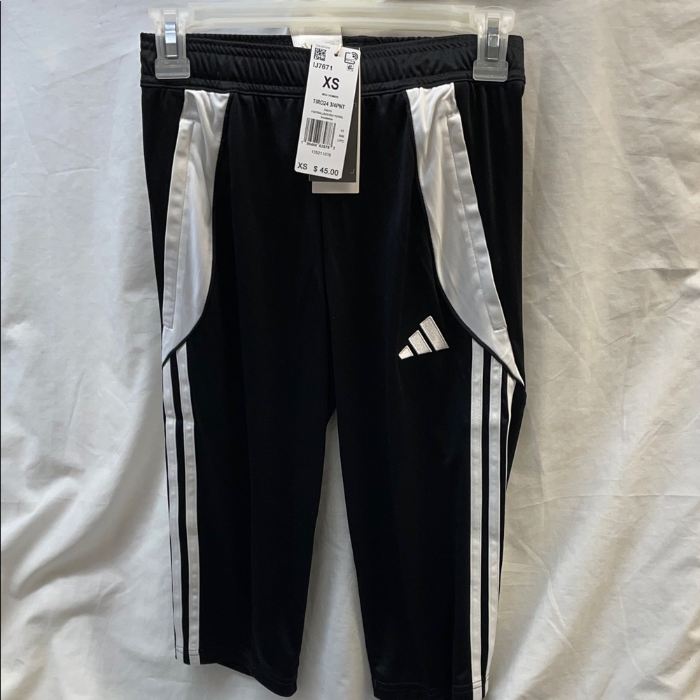 NEW!!! Adidas Black capris with White Stripes ladies sz XS